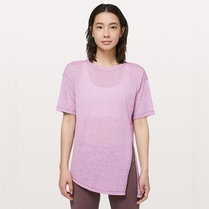 Lululemon Sneak Out Short See Through Purple Sleeve Top